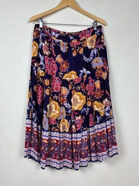 Soft Surroundings Kara Skirt PL Boho Floral Tiered Midi Skirt Cottagecore